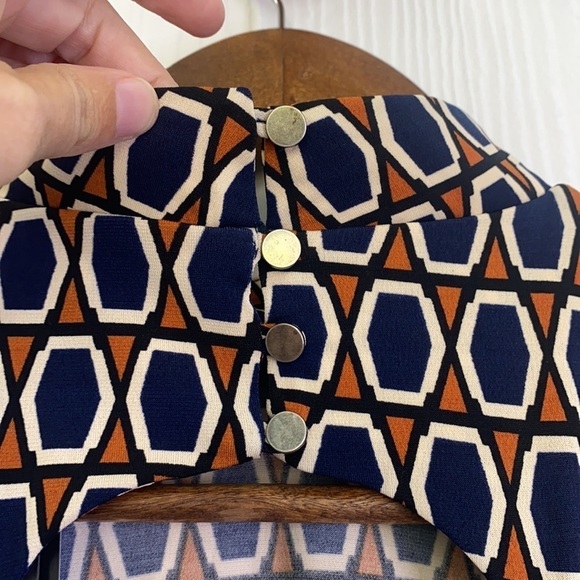 Forever 21  - NWT Burnt Orange and Blue Diamond Sleeveless  Dress Size Small - Picture 10 of 14